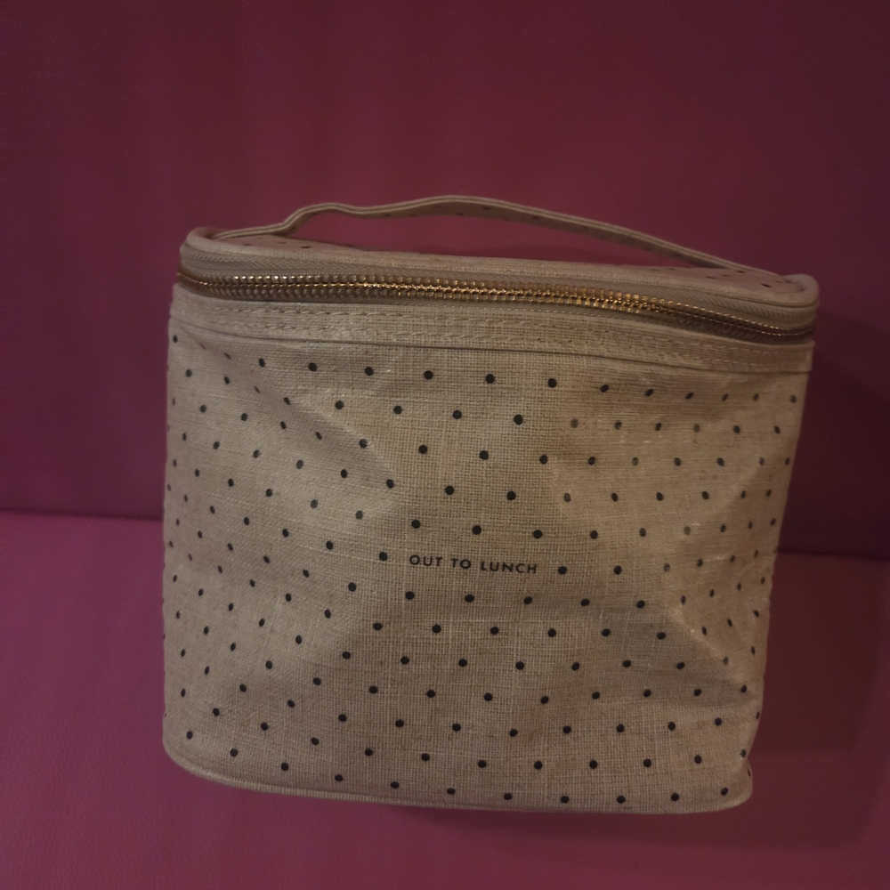 Kate Spade Beige and Black Polka Dot Cosmetic Case